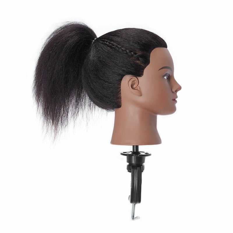 Hairingrid Mannequin Head - 14” 100% Real Hair Training Head with Free Clamp Holder