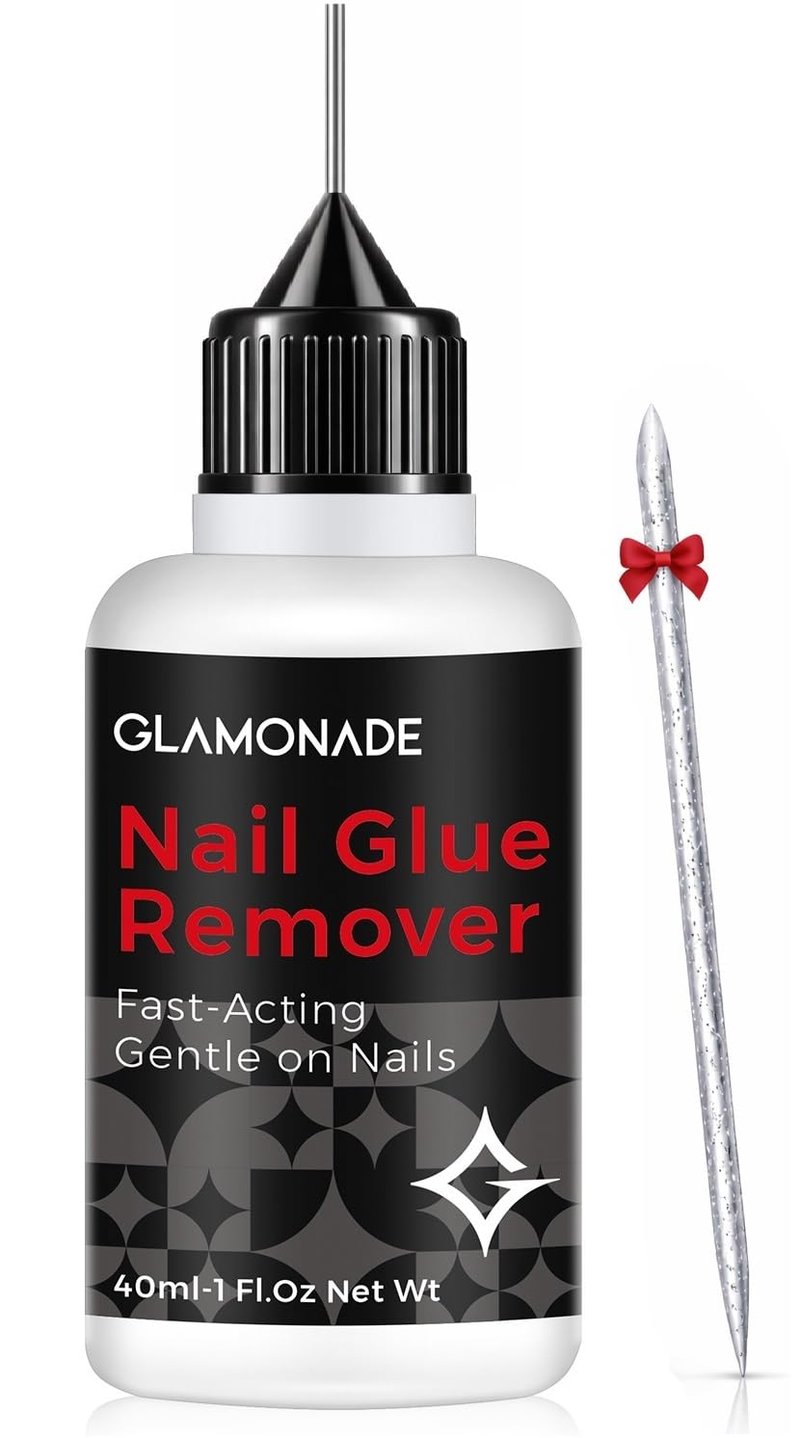 Glamonade Press on Nail Glue Remover: Pinpoint Fake Nails & Artificial Nail Tips Liquid Non-Acetone Nails Glue Remover Not for UV Gel - Needle Tip