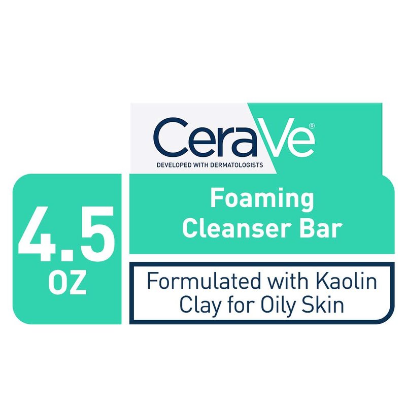 CeraVe Foaming Cleanser Bar - Soap-Free Face & Body Wash for Oily Skin | 4.5 Ounce
