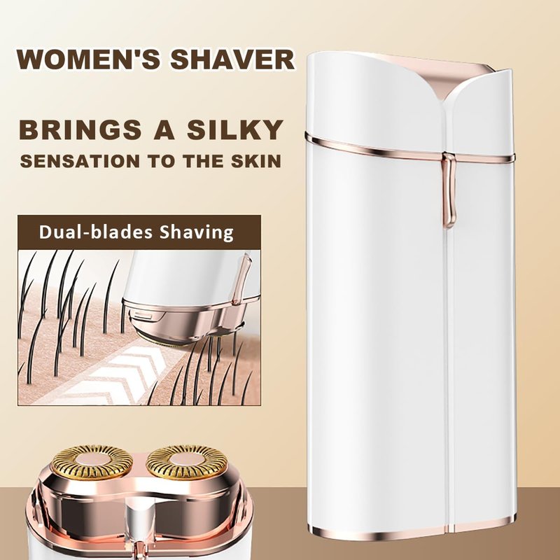 Skiennix Facial Hair Removal - Painless Lady Shaver with LED Light | USB Rechargeable, Dual-Blade Design, Portable for Face & Body