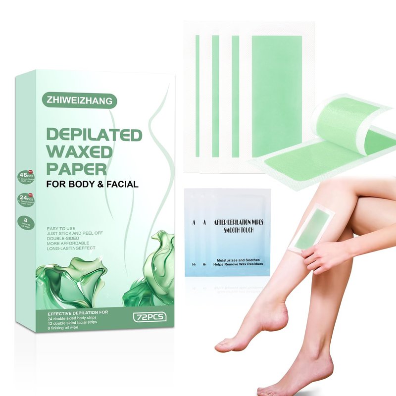 Skiennix 72PCS Wax Strips - Hypoallergenic Hair Removal Kit with Calming Oil Wipes for All Skin Types | Body & Face