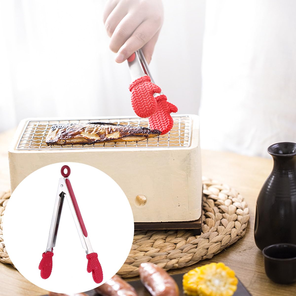 Hemoton Christmas Silicone Tongs,Kitchen Tongs for Cooking Non Stick Cooking Kitchen with Silicone Tips Stainless Steel Food Serving for Grill, Baking,Salad,BBQ,for Xmas Party
