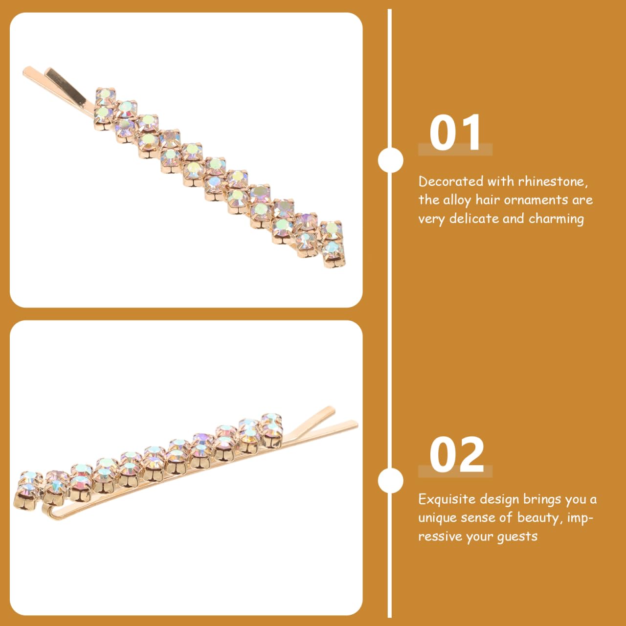 Uonlytech Crystal Rhinestone Hair Clips and Bobby Pins - Alloy Bling Silver Rhinestones Hair Clamps and Small Clips for Women