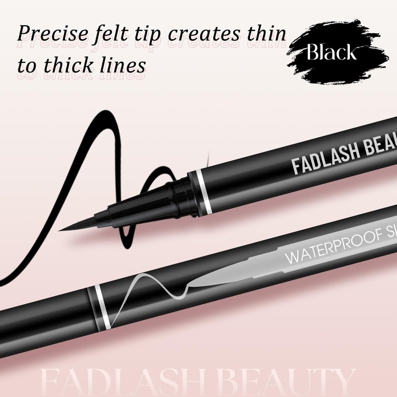 Eyeliner Liquid Eyeliner with Fine Brush for Smooth Application, Waterproof & Smudge-Proof Eye Liner, Long-Lasting Makeup, Highly Pigmented Black Eyeliner Pencil, Cruelty-Free & Vegan, 0.6ml