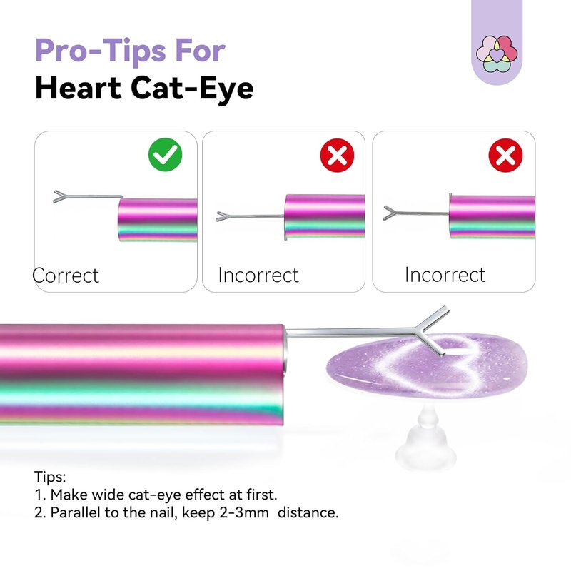 SAVILAND Ultra-Strong Cat Eye Magnet - 5X Holographic Nail Magnet for DIY Nail Art | Dual-Ended Heart Design