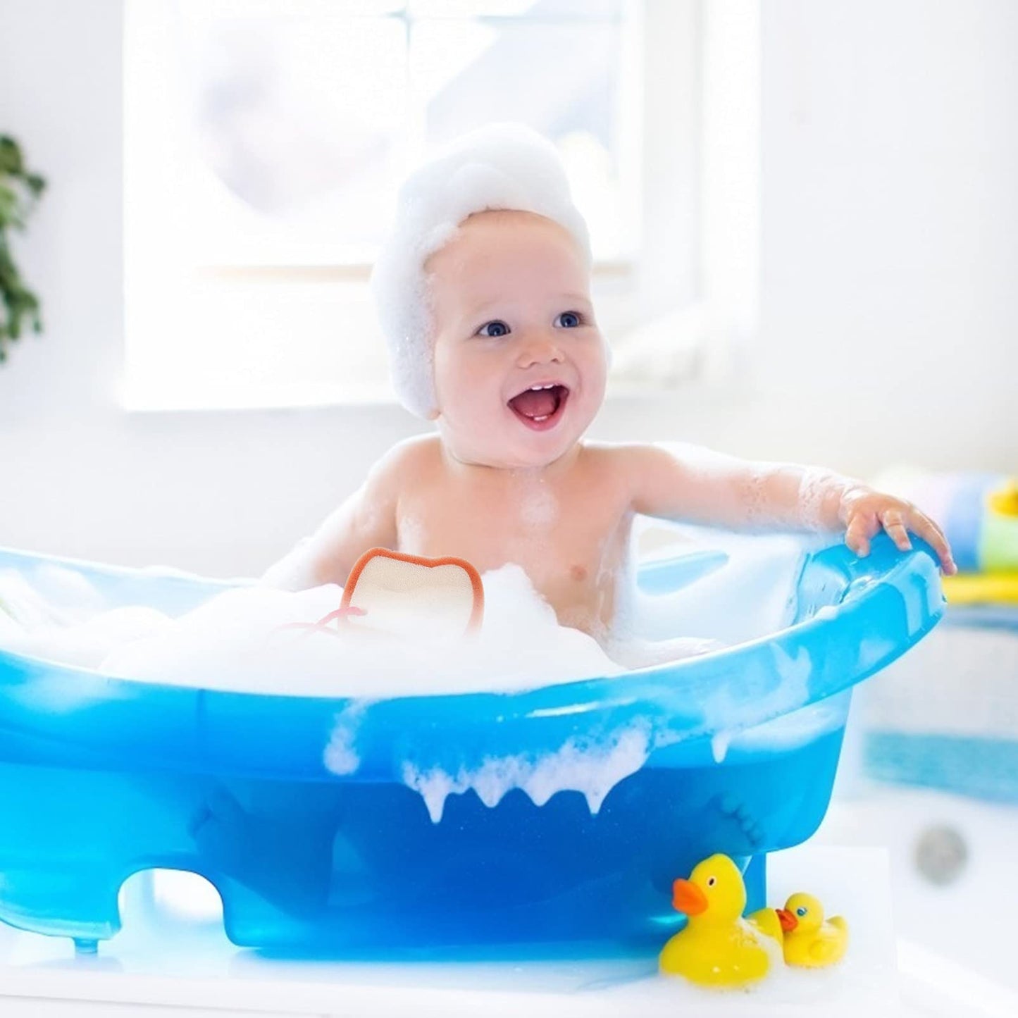 Healifty Baby Bath Brush 4.33X3.74 Inch Soft Bread Scrub Sponge Toddler Bath Sponge Gentle Shower Brush for Daily Baby Skin Care and Travel