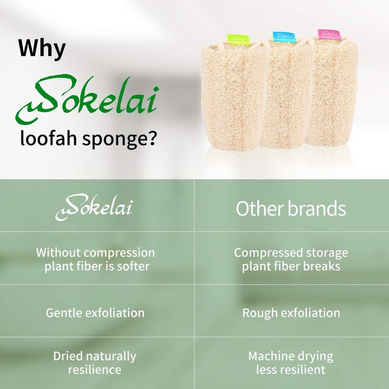 Natural Loofah Sponge - Exfoliating Body Scrubber for Shower Scrubbing, Organic Luffa Sponges, Egyptian Real Loofa, Bath Shower Puff for Bathing, Spa, Massaging Daily Skin Cleansing Care