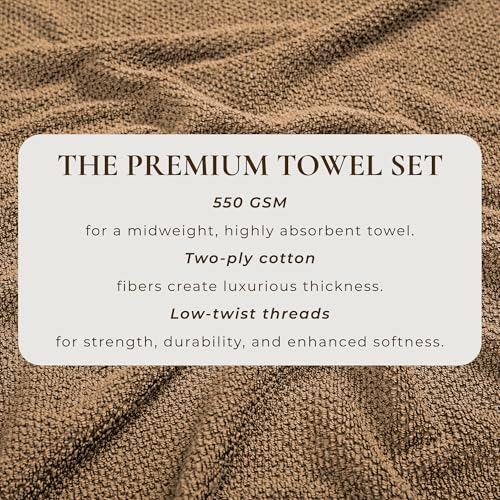 Great Bay Home Taupe Washcloth Set ? 100% Cotton 12-Pack 13"x13", Absorbent & Quick-Drying, Soft & Durable