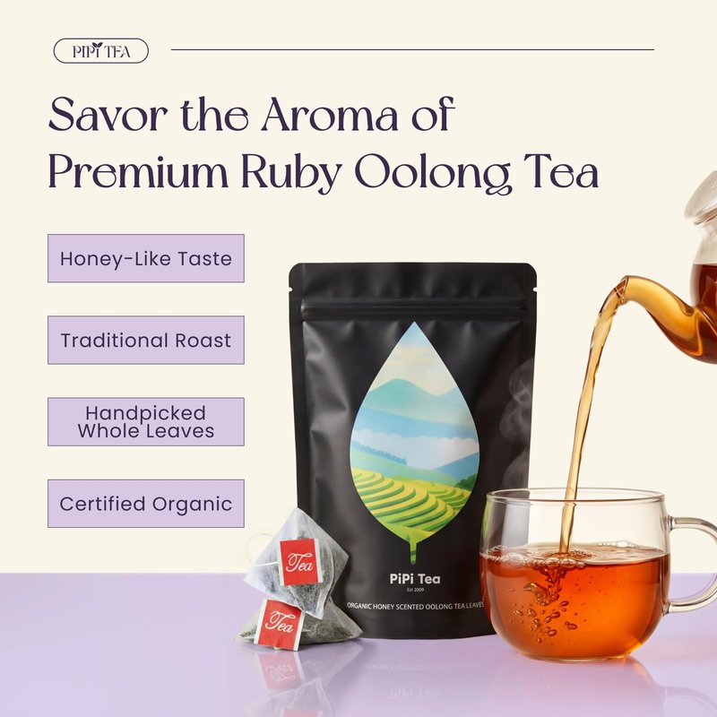 Organic Oolong Tea Bags - Whole Leaf, Calming & Stress Relief | 20 Bags (4g Each)