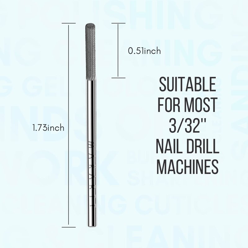 Makartt Cuticle Nail Drill Bit - Tungsten Carbide Safety Remover | 3/32'' for Electric Nail File - Silver, Fine