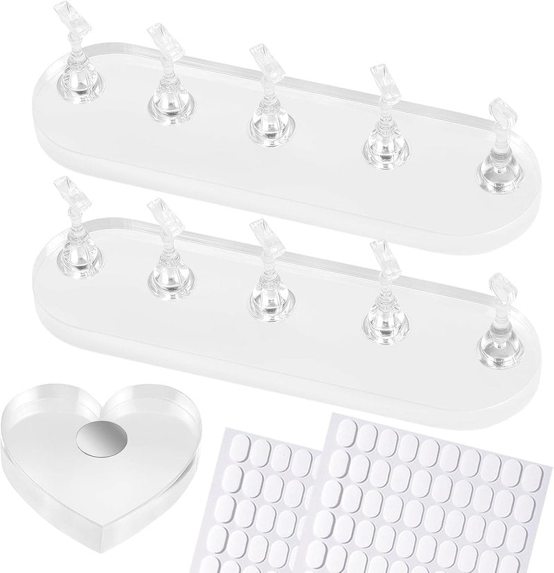 Skiennix Magnetic Nail Stand Kit - Strong Holder for Press-On Acrylic Nails | Includes 200 Double-Sided Tapes & Heart-Shaped Display