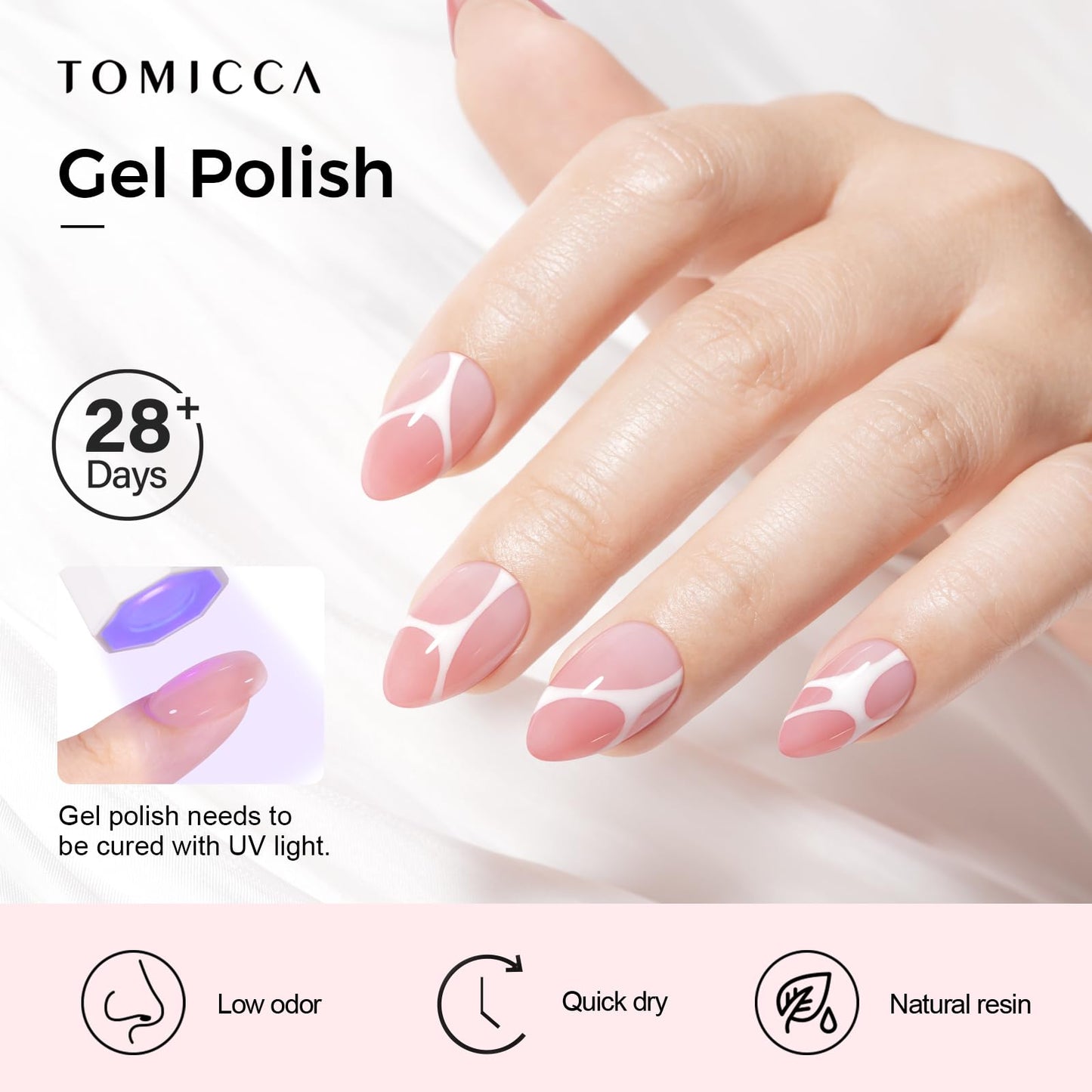 TOMICCA Sheer Pink Gel Nail Polish, 15ml Jelly Pink Gel Polish，Soak Off UV LED，Color Long Lasting Sheer Translucent Nail Art Manicure French Salon Gifts For Woman