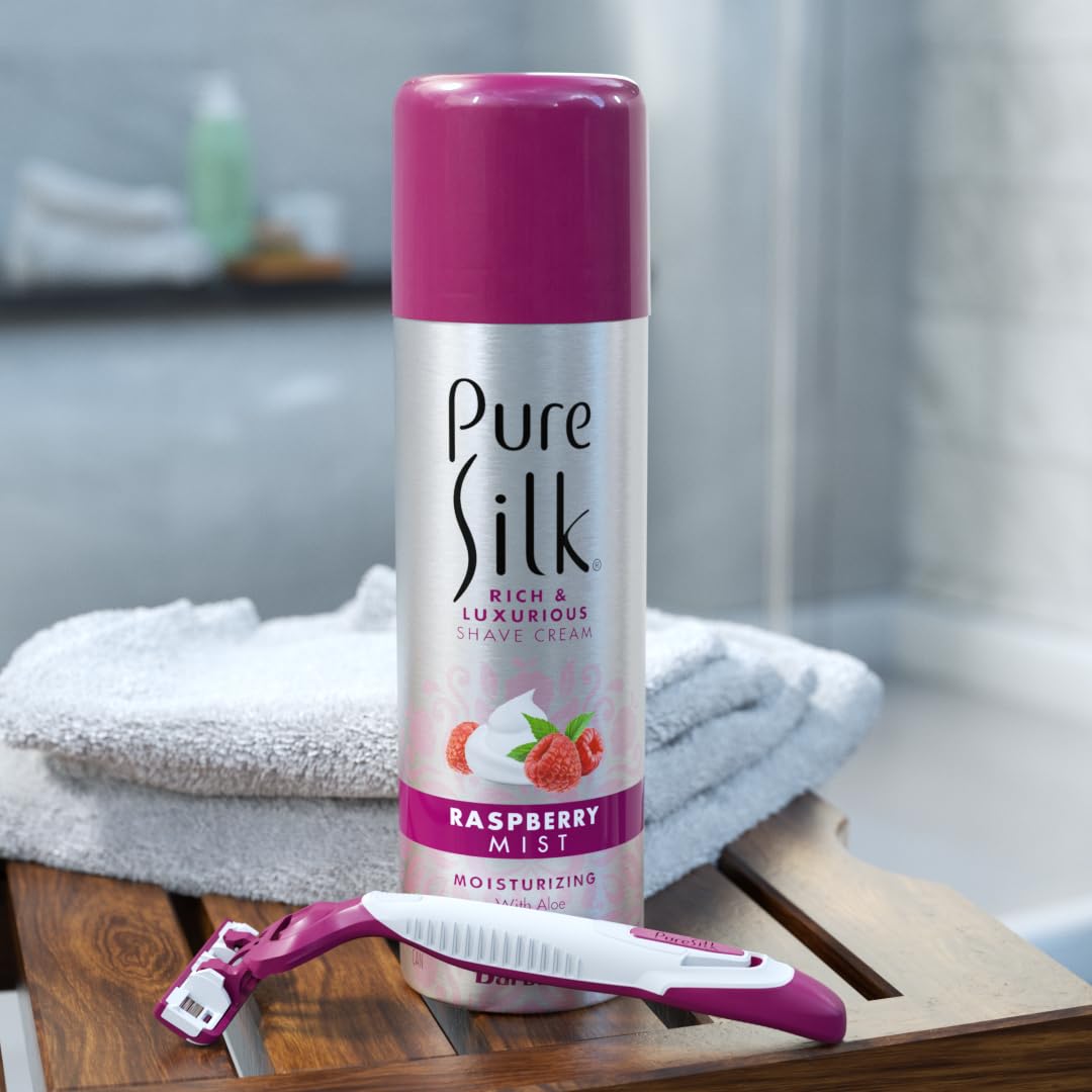 Pure Silk Contour 3 Disposable Razors for Women | 3-Blade Premium Razor Value Pack | Pivoting Head, Dual Moisture Bars Infused with Aloe, Vitamin E, Argan Oil | 3 Packs (9 Total Razors)