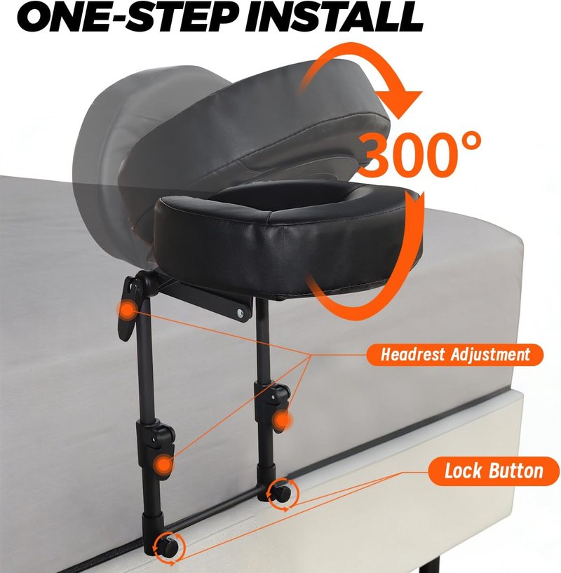 Massage Headrest for Bed, Portable Home Use Massage Table Face Cradle Kit for Sleeping Mattress, Face Down Pillow After Eye Surgery with Handrest Storage Bag & Disposable Headrest Covers