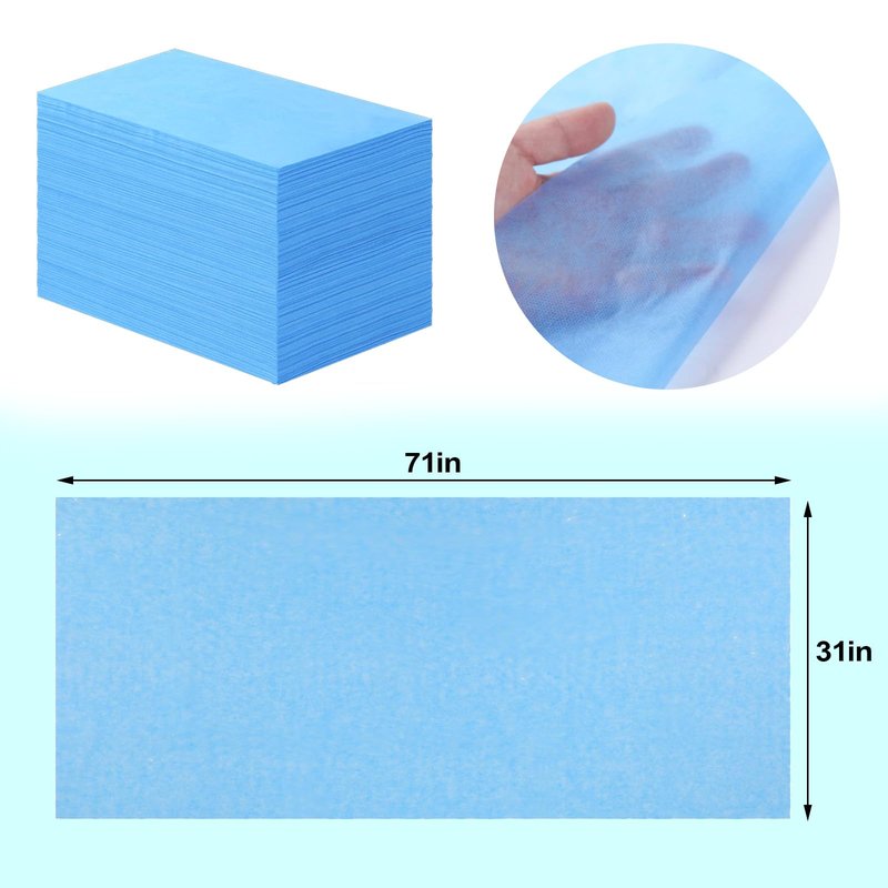 100Pcs Massage Table Cover 31''x71'' Waterproof Disposable Bed Sheets, Non-Woven Fabric Massage Table Sheets, Breathable Protector Bed Cover for Massage Therapy Tattoo Beauty Salon Hotels (Blue)