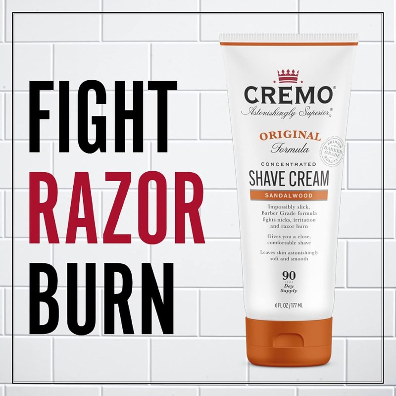 Cremo Shave Cream - Barber Grade Sandalwood & Silver Water | Ultra-Slick Formula, 2 x 6 Fl Oz