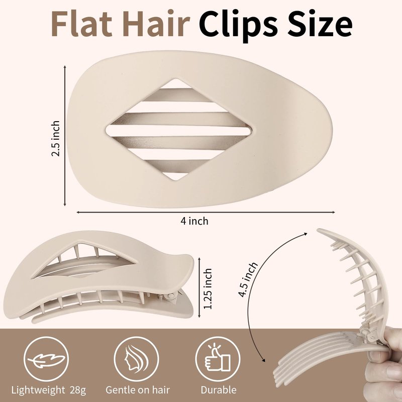 10 PCS French Flat Hair Clips for Women – 4.2 Inch Large Matte No-Slip Claw Clips for Long/Short Hair, Strong Hold Rhombus Hair Accessories, Commuting & Everyday Wear(Basic)