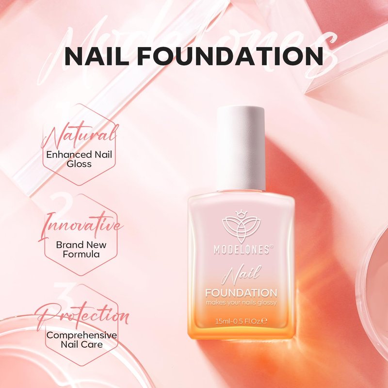 modelones Nail Strengthener Pale Pink Nail Polish Nail Repair for Damaged Nails Strengthening Polish 15ml Nail Growth and Strengthener Natural Concealer Foundation Nail Care Gifts for Women