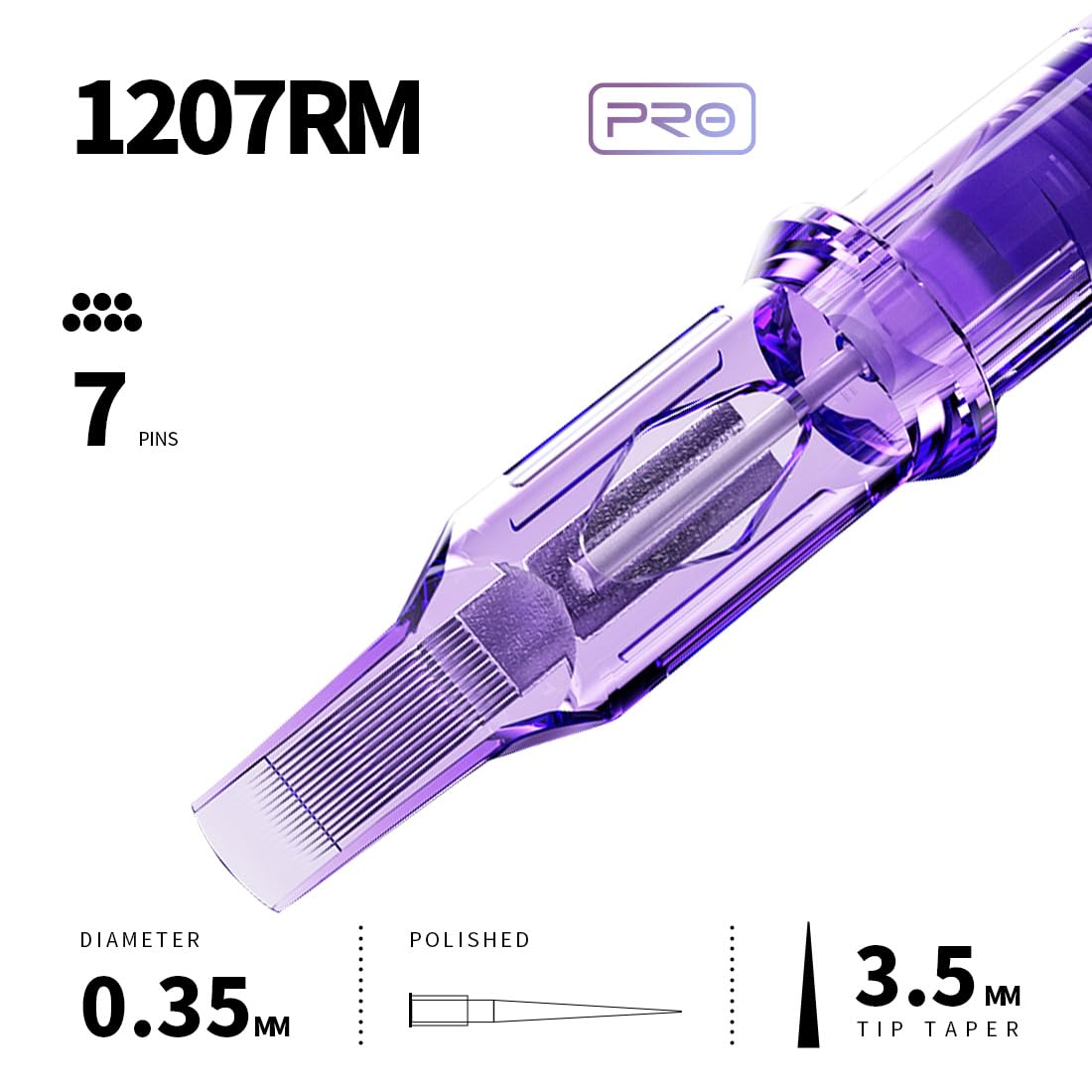 Mast Pro Tattoo Cartridges 20Pcs Disposable Needles Bugpin Round Magnum 1207RM