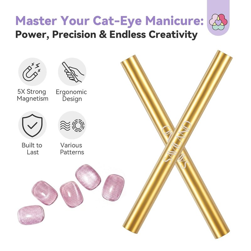 SAVILAND Cat Eye Nail Magnet - 5X Stronger Golden Double-Head Design for Stunning Nail Art
