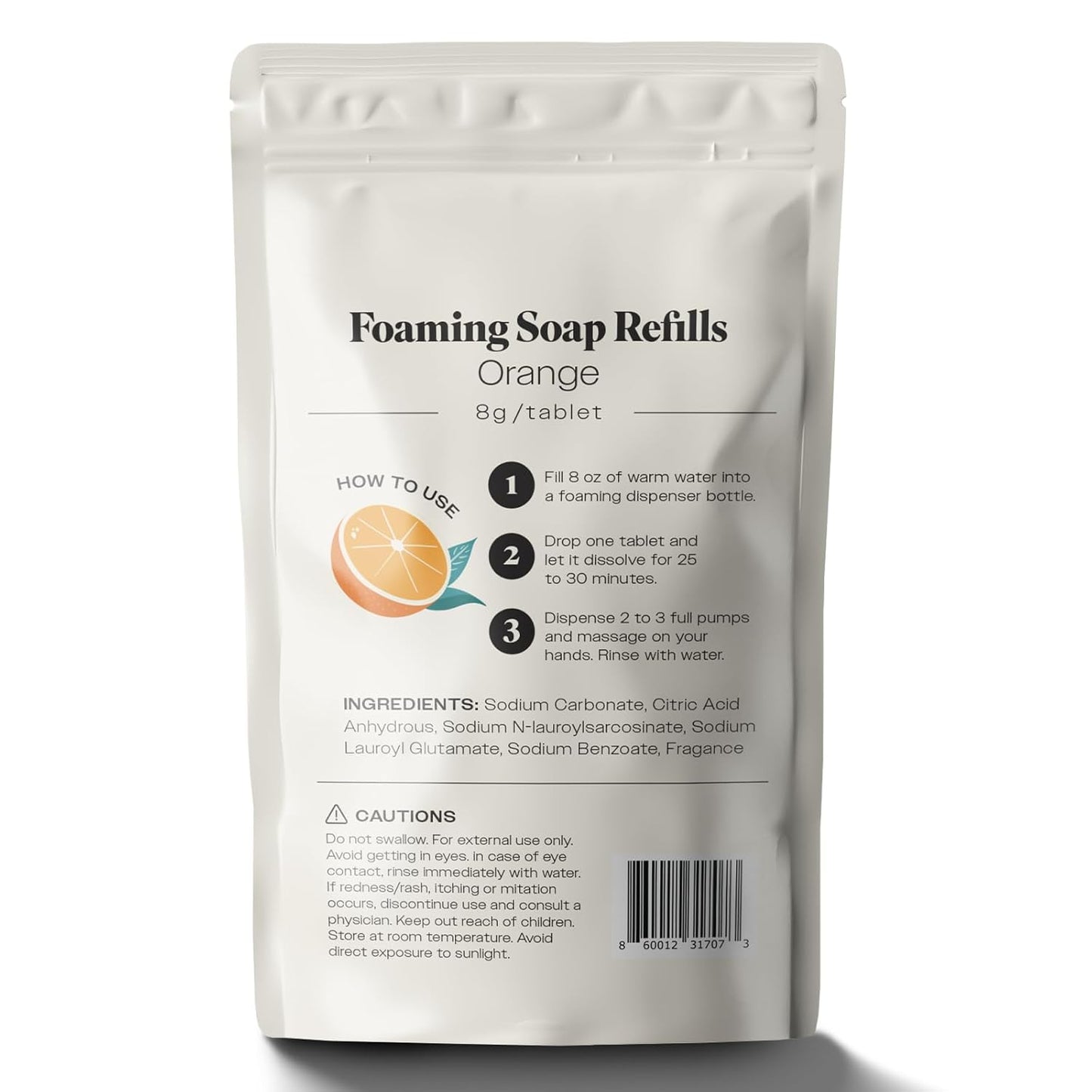 Tidy Kitchen Foaming Hand Soap Tablets - Gentle Moisturizing Foam Refill Pack (10 Count, Orange Scent)