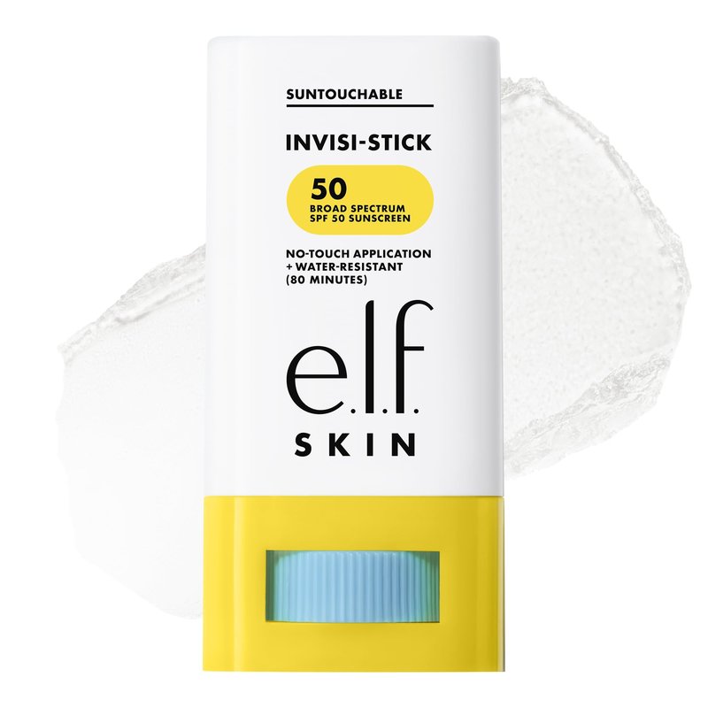 e.l.f. SKIN Suntouchable Invisi-Stick Face Sunscreen SPF 50, Clear, Lightweight with Sunflower Seed Oil, Vegan & Cruelty-Free