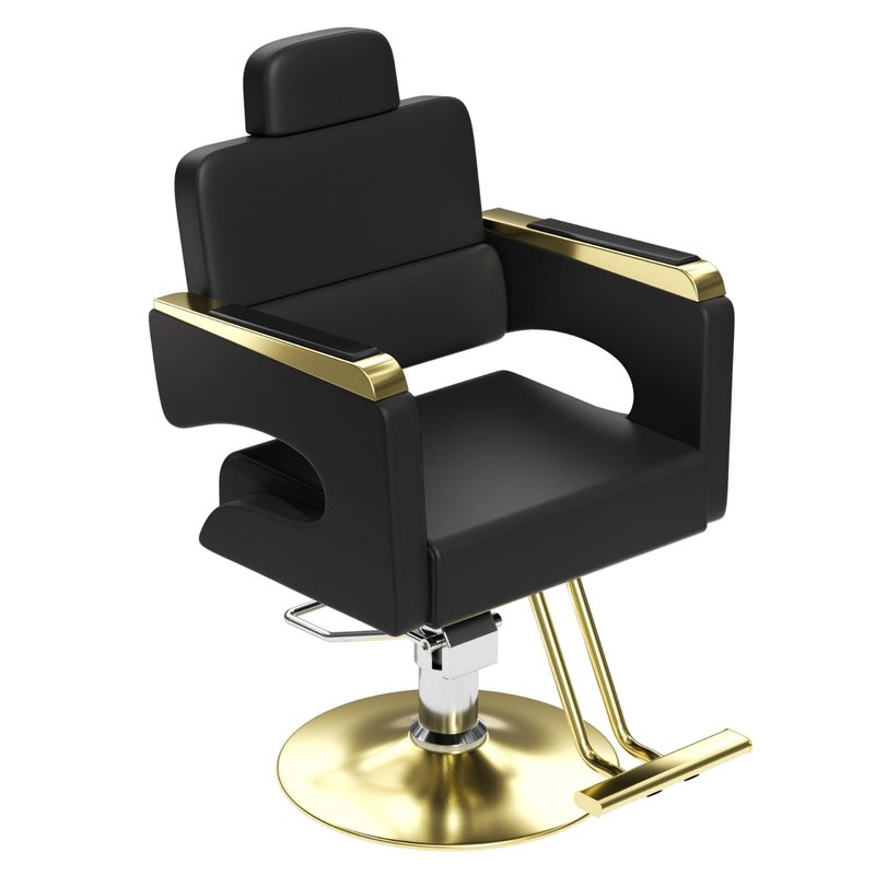 Salon Chair for Hair Stylist, Barber Chair with Heavy Duty Hydraulic Pump, Stylist Chair for Barbershop, Silla de Barberia 360 Degrees Rolling Swivel Spa Beauty Equipment for Hair Stylist, Black/Gold