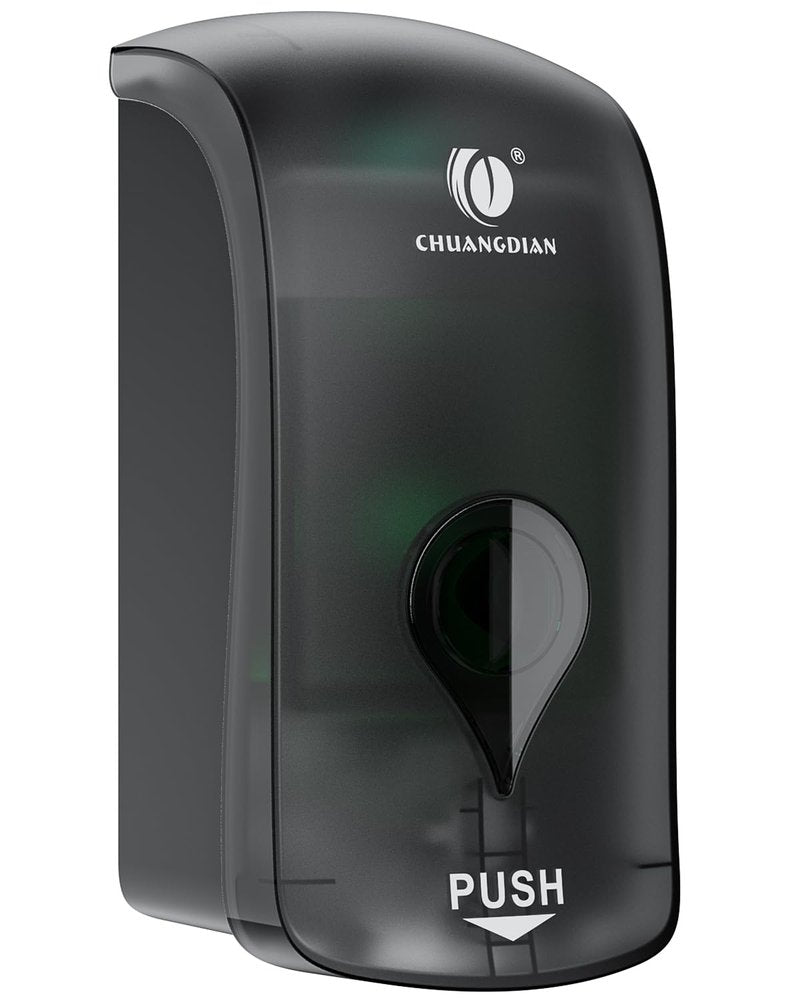 Foaming Hand Soap Dispenser, 35oz (1000ml) Manual Refillable Wall Mount Soap Dispenser, Durable ABS Plastic, for Commercial/Home/Bathroom/Kitchen, Semi-Transparent Black, CHUANGDIAN