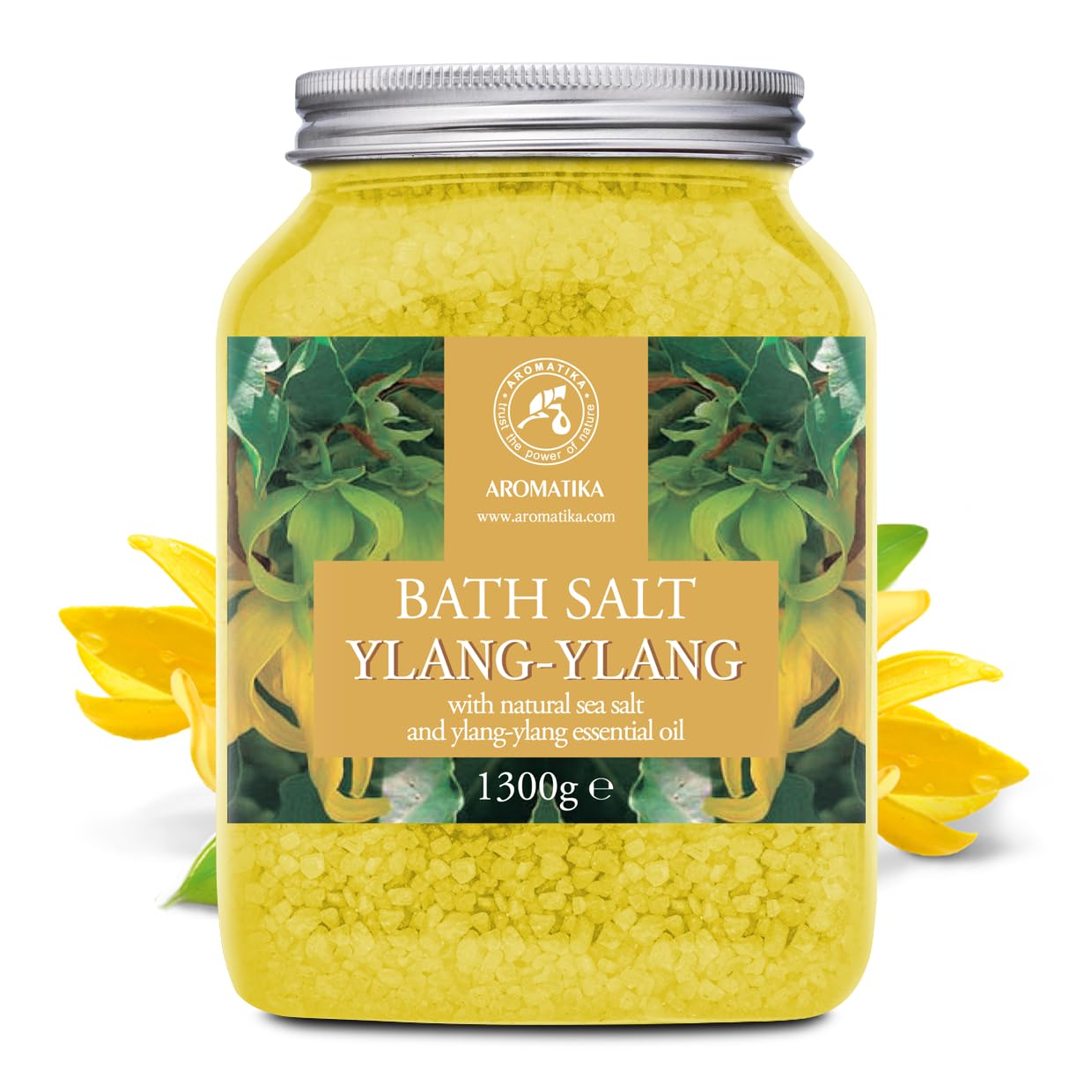 Ylang Ylang Bath Salts 46 Oz (1300g) - 100% Natural Essential Ylang Oil - Best for Good Sleep - Bath Salts for Relaxation - Bathing - Wellness - Beauty - Relaxation - Aromatherapy - Spa