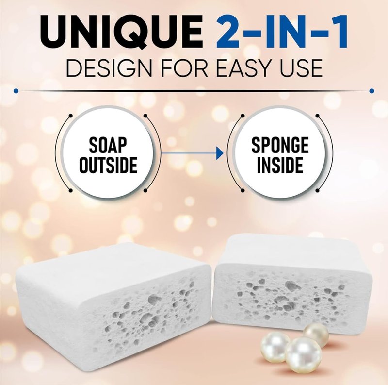 Esponjabon Mother of Pearl Soap Sponge - Cleansing Shower Scrubber - Cleaning Bath Wash Scrub - Oil Removal - Massage & Lather Foot, Elbow, & Face - Bathroom Accessories (5 pack)