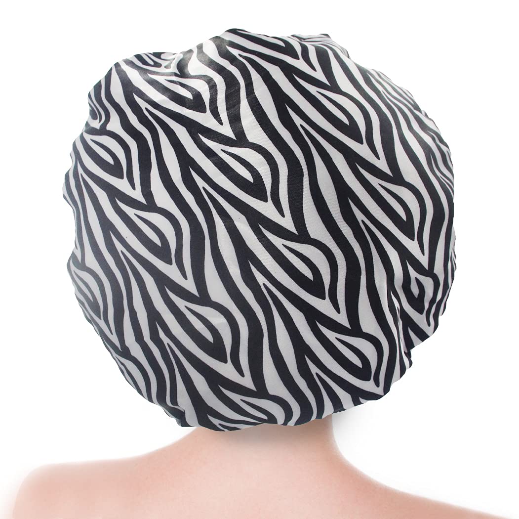 Bleu Bath (2 Pack) Sexy Lovely Fashion Style Hair Cap Extra Large Double Layer Lined Waterproof Durable Eco-Friendly Shower Cap with Tight Elastic-Fashionista Collection Bath Cap (Sexy Style)