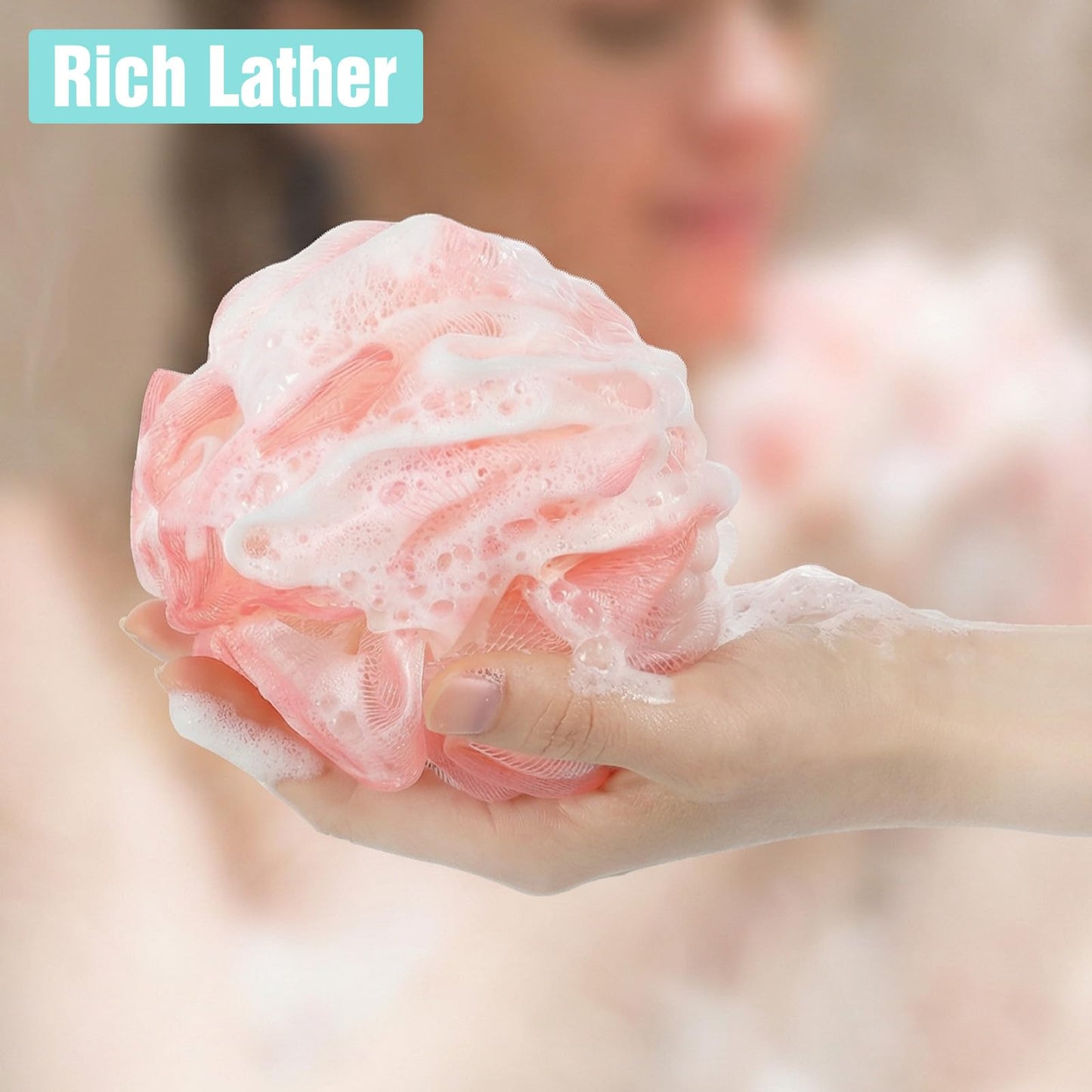 48pcs Bath Sponges for Shower Loofah Sponge Loofahs Bulk Exfoliating Body Scrubber Travel Soft Mesh Pouf for Body Wash for Men Women Washing Bathing Accessories