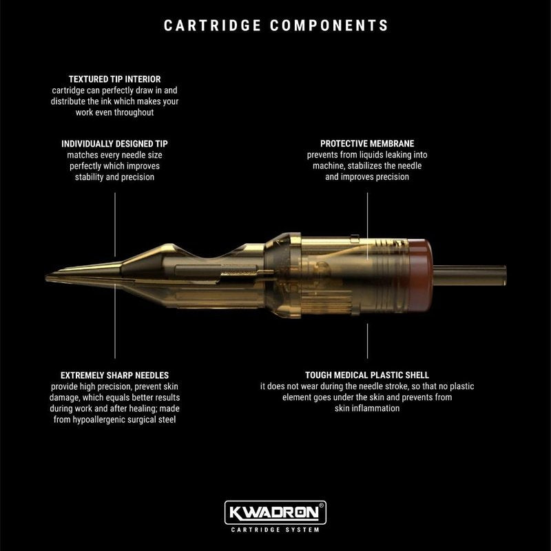 Kwadron Cartridge Tattoo Needles Cartridges, Box of 20, Magnum #10-9 Magnum #10 L Taper - 30/9MGLT
