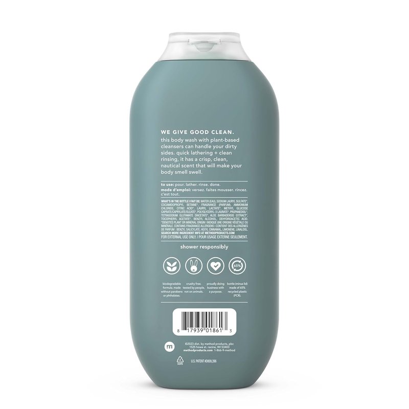 Method Men Body Wash - Sea and Surf Scent | Paraben-Free, Quick-Lathering Cleanser, 18 oz