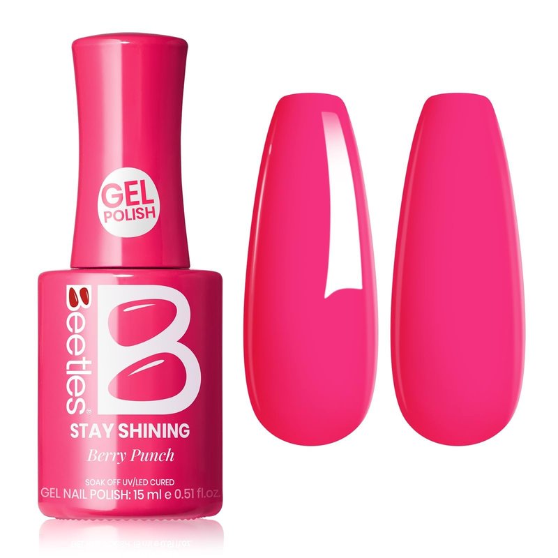 Beetles Hot Pink Gel Polish - Wild Tulips 15ML/0.51FlOz, Neon Pink Gel Polish, Same Color Same Bottle STAY SHINING Series, Soak Off UV LED Lamp Nails Art Manicure Salon DIY Home Spring & Summer Nails