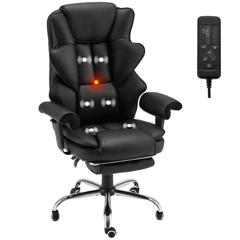 Ergonomic Office Chair with Heated Massage Function, Executive Computer Desk Chair, Adjustable Massage Seating (Black)