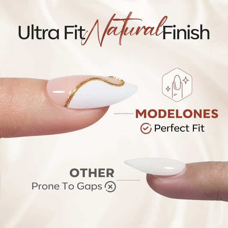 Modelones French Tip Press-On Nails - Short Almond Fake Nails with Glue & File | 30 Pcs, 15 Sizes, Leopard Design