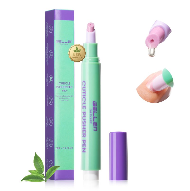 Gellen 6ml Ceramic Cuticle Oil Pusher Pen, Cuticle Remover & Cuticle Oil Pen, Nail Care Pen for Hangnails & Damaged Nails, Gentle Cuticle Pusher Tool for Beginners, Nourishing & Healthy Ingredients