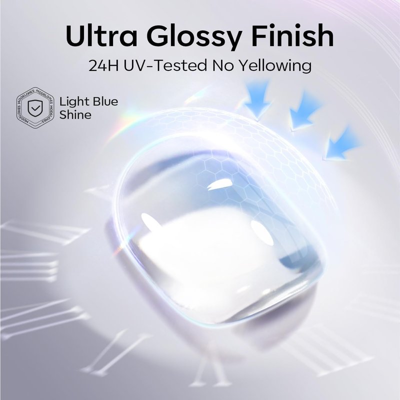 modelones Extra Glossy Gel Top Coat, 15ml Clear Color Preserve No Wipe Top Coat Gel Nail Polish High Shine Long Lasting Professional Self-Healing UV Nail Surface Protection Manicure