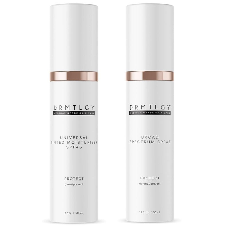 DRMTLGY Moisturizer - SPF 46 Anti-Aging Tinted Facial Sunscreen 2 Pack | Broad Spectrum UVA/UVB Protection