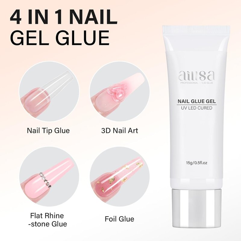AILLSA Solid Gel Nail Glue - Strong Adhesive for Press-On Nails | Long-Lasting Formula, 15g / 0.5fl.oz