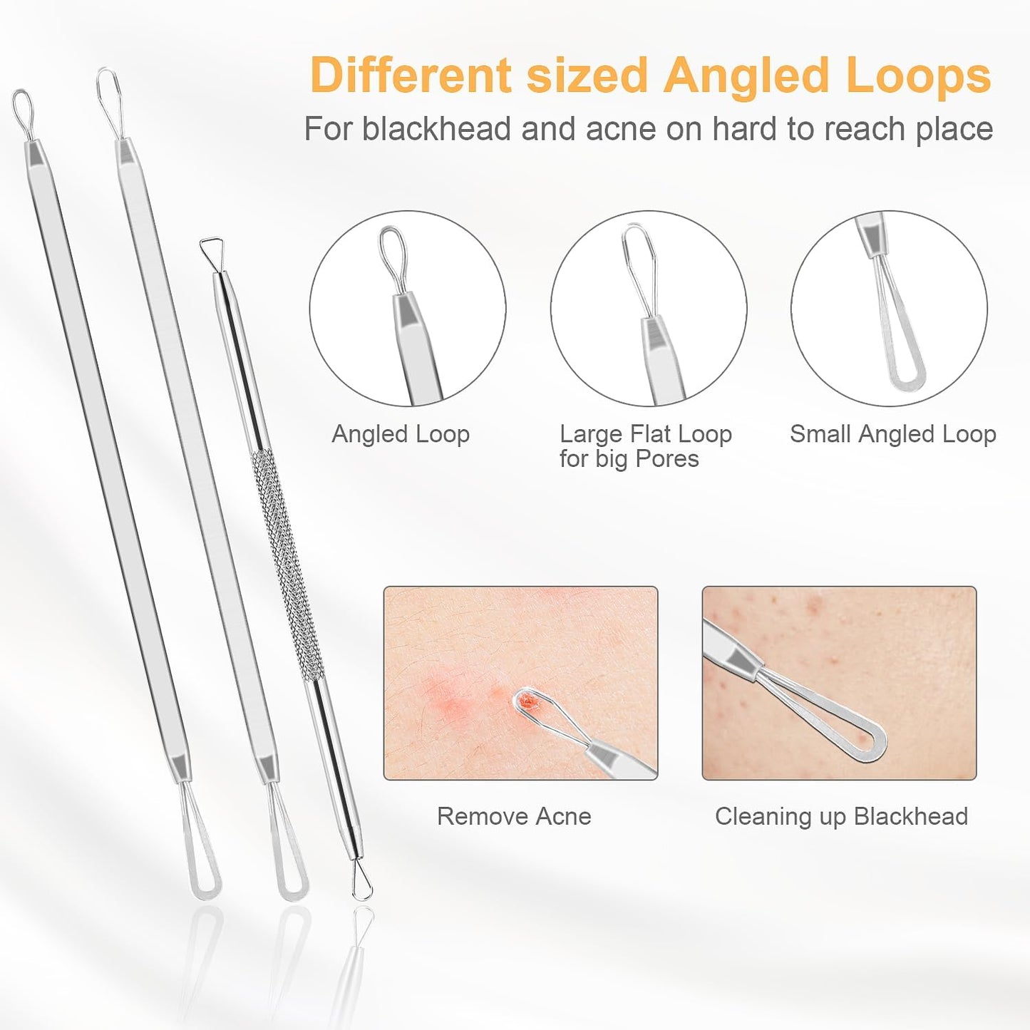 UUBAAR Blackhead Remover Tool Kit - 9PCS Stainless Steel Comedone Extractors with 2 Tweezers & Leather Case