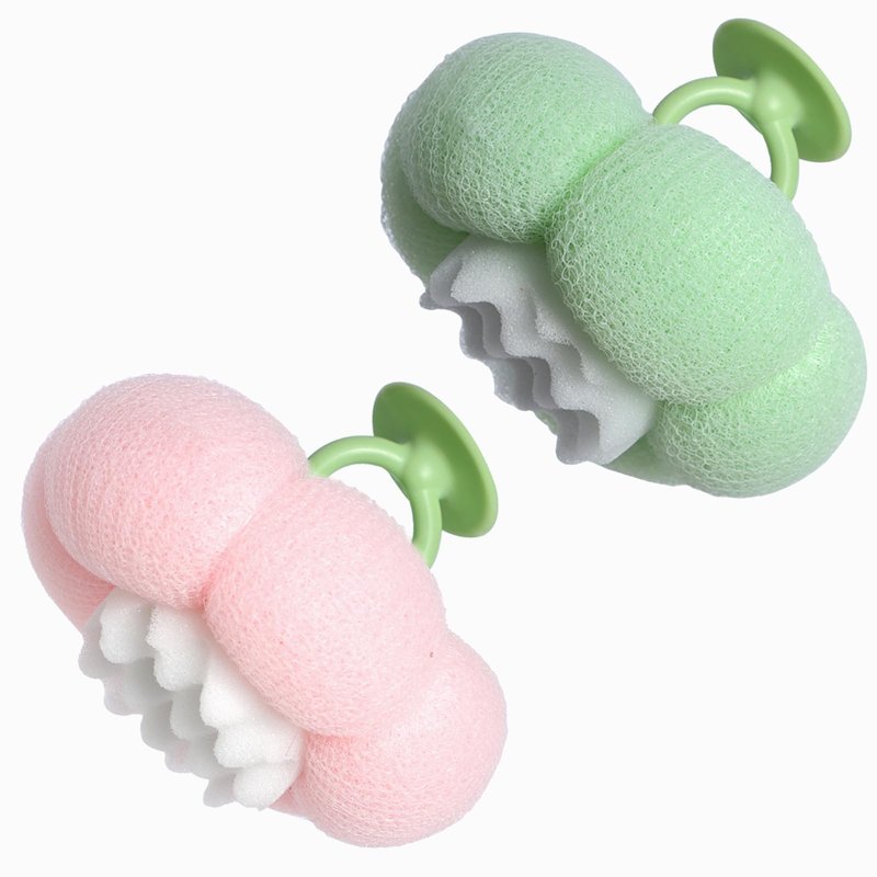 2026 Super Soft Flower-Shaped Suction Cup Bath Sponge, Upgraded 2-in-1 Flower-Shaped Ball Exfoliating Bath loofah Cleaning Brush, Mesh Shower Body Sponge Accessories for Women, Men Shower (2 Color)