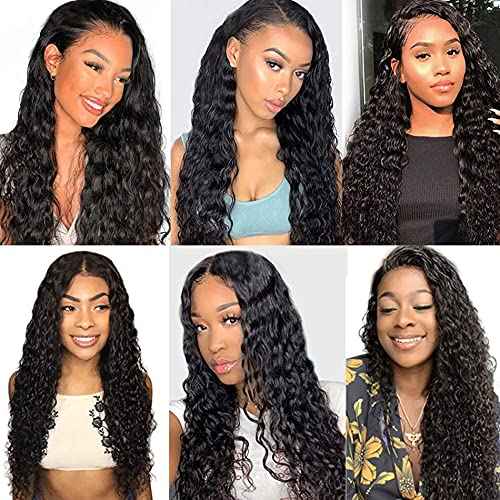13x4 Lace Frontal Closure Deep Wave Regular HD Lace, 200% Density, 100% Brazilian Virgin Human Hair Ear to Ear HD Lace Frontal Pre Plucked with Baby Hair Natural Black Color 18 Inch