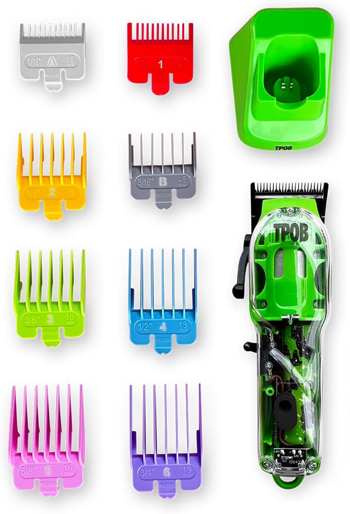 TPOB Barber Hair Clippers for Men - 6800 RPM X Fade Blade with Matte Green Case