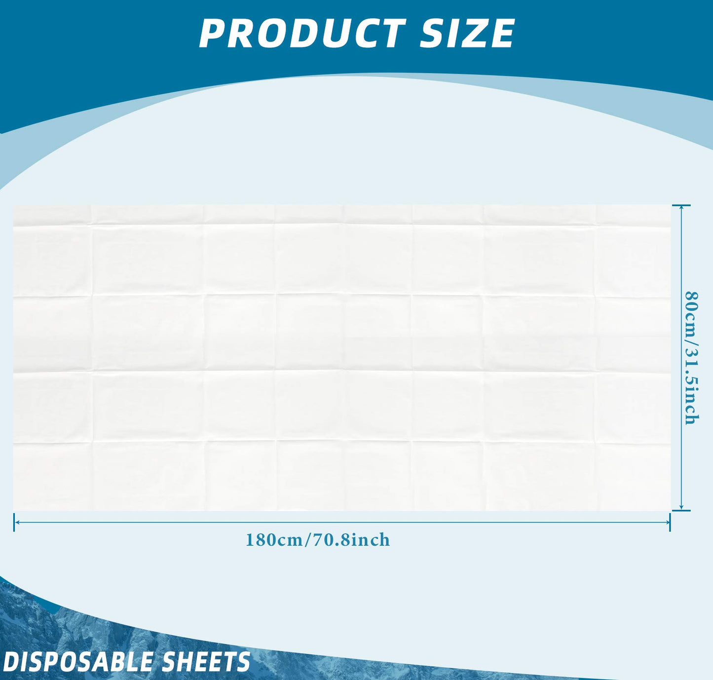 Tatuo 50 Pieces 31 x 70 Inches Disposable Bed Sheets Waterproof Bed Cover Massage Table Sheet Non-woven Fabric for Spa, Lash, Beauty Salon, Waxing, Hotels(White)
