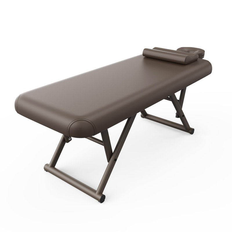pouseayar Adjustable Massage Table with Face Pillow & Headrest, Sturdy and Solid, Silent and Easy to Adjust for Treatment Table Physical Therapy Table Spa Facial Bed - Fixed Backrest, Brown