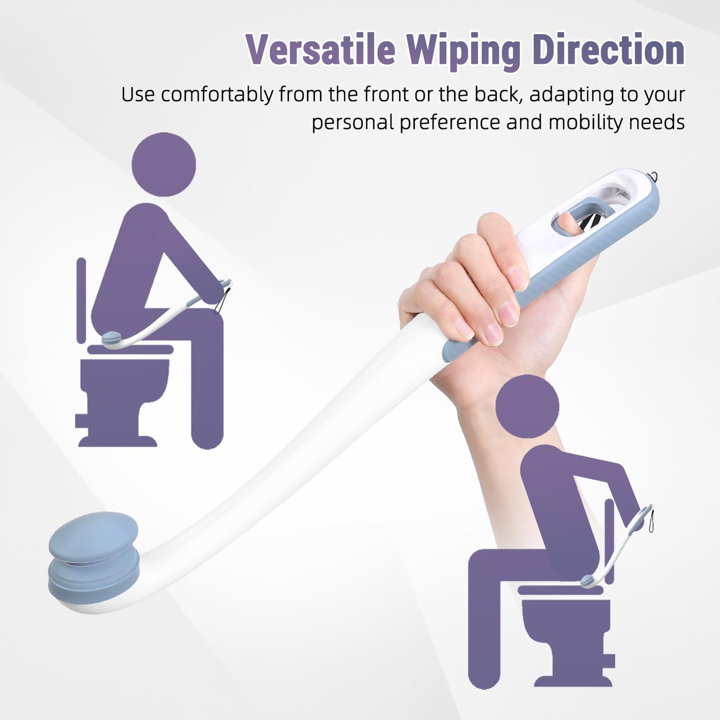 Chonario Toilet Aids for Wiping Bottom, 2-Pack - Long Reach Comfort Wipe with Replaceable Head & Strap - Bottom Buddy Wiping Aid for Elderly, Disabled & Post-Surgery