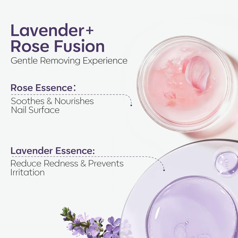 Modelones Nail Polish Remover - Gentle Gel Polish Remover with Jojoba Oil | 8 Fl Oz Lavender for Easy Soak Off