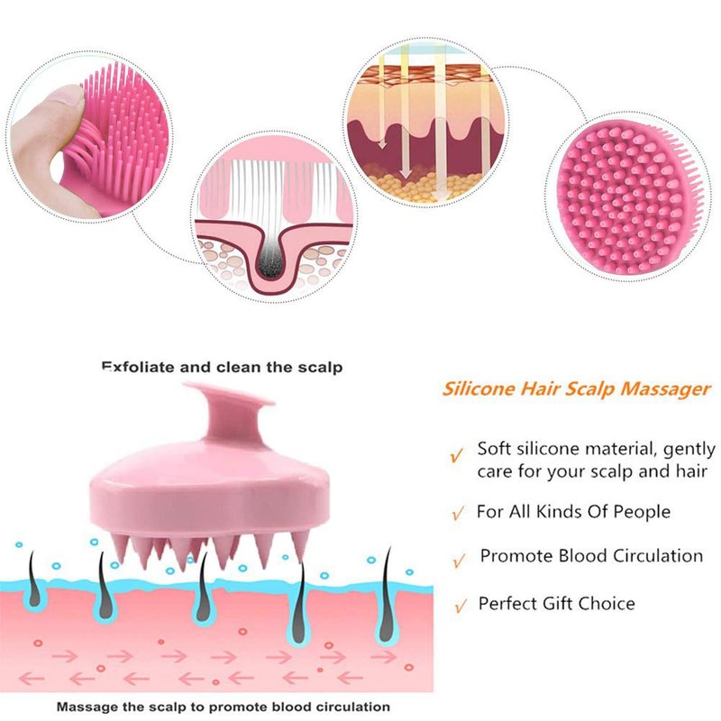 Cinlitek Silicone Body Scrubber & Scalp Massager, Long Handle Shower Brush, Exfoliating Scrubber for Men, Women & Kids